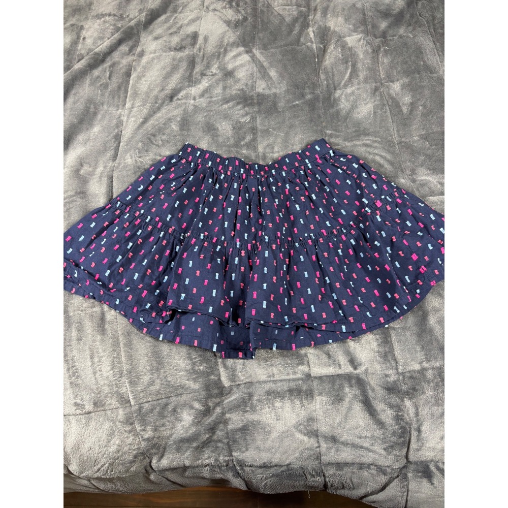 Gap Kids Girls XXL Navy Blue Pink Blue Geometric Tiered Mini Skirt Elastic Waist